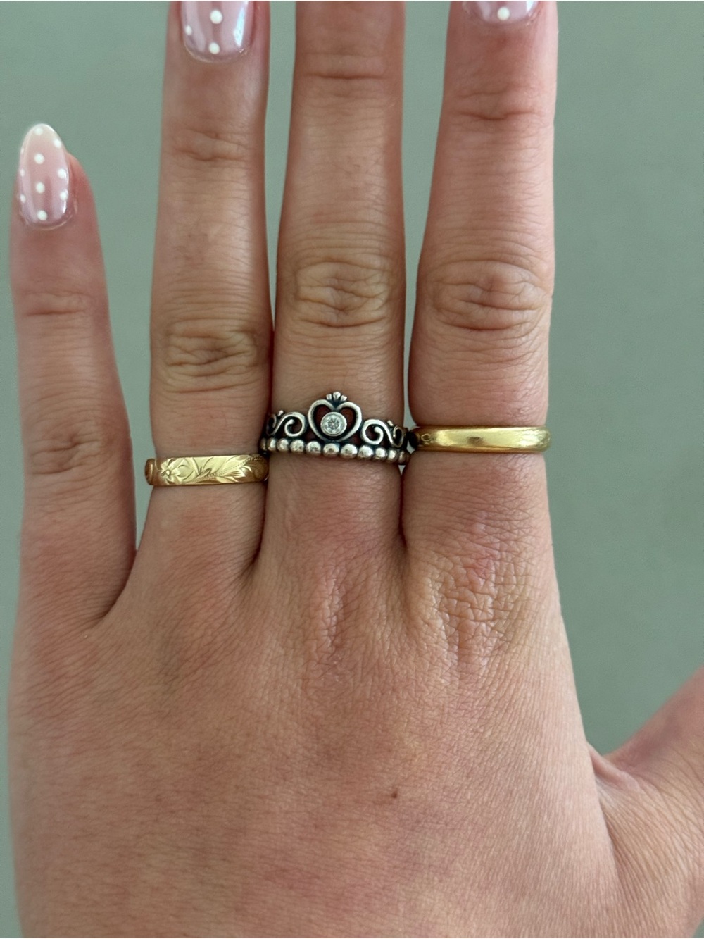 Pandora Silver Crown Ring with Lab Diamond